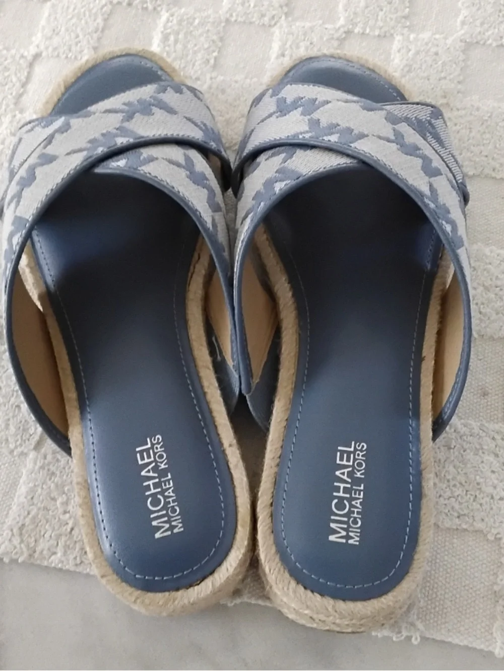 MICHAEL Michael Kors Blue Crossband Espadrille Slides